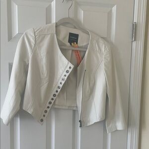 Bebe Women's Cream Leather Jacket